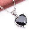 LuckyShine Heart Fire Onice nero Gemme Argento per le donne Pendenti Collane CZ Zircone per le feste Pendenti Womens255W