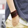 Unisex Braided Leather Cuff Bracelet Black & Brown Punk Wide Thick Strap Matching Bangle Snap Adjustable for Mens & Womens Jewelry Wholesale