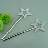 Sliver Star Magic Wand Kids Girl Cosplay Fairy Princess Elf Angel Wand Streamers Props Födelsedag Xmas Party Bag Filler Favor 22cm