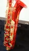 Nouveau saxophone de baryton surface rouge unique motif de dragon chinois magnifiquement sculpté avec une touche F faible, une touche F peut personnaliser le logo1415126