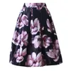 Neophil 2018 Retro Fashion Women Black White Pleated Flower Floral Print High Waist Midi Ball Gown Flare Short Skirts Saia S1225