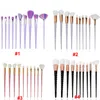 10pcs Unicorn Makeup Brushes Kit 4 Colors Blush Powder Foundation highlighter Wood handle Makeup tools & accessories DHL Free BR030