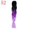 Ombre Kanekalon編組ヘアエクステンション24インチ合成ジャンボブレイドクニット髪女性紫のブルゴーニュグリーン