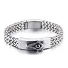 Nieuwe 316L roestvrij staal Masonic Signet Link Chain Bracelet FreeMason Bangles Free Mason Men's Retro Silver Punk Chain Fraternal armbanden sieraden