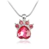 Bonito Cristal Paw Pingente de Colar Prong Multicolor Birthstone Clavícula Cadeia Colar Fino Presente de Aniversário Jóias