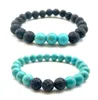 Bracelets de perles de roche de lave chaude 8 mm mode bijoux de charme en pierre naturelle intempéries bracelets de poignets en pierre 2 styles bracelet à breloques turquoise