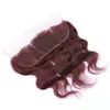 # 99j Wijnrood Maleisische Body Wave Menselijke Haarbundel Deals 3 stks met Front Kaart 4pcs Lot Bourgondië 13x4 Volledige kant Frontale sluiting met weefsels