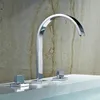 Смесители для бассейна латунные полированные хромированные палубные квадратные смесители для ванной комнаты 3 отверстия двойная ручка кран горячей и холодной воды LT-109