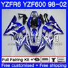 ボディホワイトブルーグロスヤマハYZF600 YZF R6 1998 1999 2000 2001 2002 230hm.26 YZF-R6 98 YZF 600 YZF-R600 YZFR6 98 99 00 01 02フェアリング