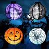 Lanterna de Papel LEVOU Horror Lâmpada de Luz Decoração de Festa de Halloween de Metal Halloween Abóbora Fantasma Aranha Pendurado Lanterna