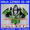 هيكل السيارة للKAWASAKI 600CC ZZR600 05 06 07 08 219HM.13 التمويه CC ZX600 أحمر حار ZZR600 ZZR 600 2005 2006 2007 2008 Fairings للمجموعة