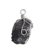 Svart turmalin hänge halsband råsten Schorl läder halsband Chakra Healing Crystal Quartz Point hänge Natursten halsband