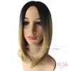 Feng Zhong Piao Ombre Blonde Wig Dark Roots Synthetic BOB Wigs for Black Women Natural Cheap Hair Wig Female Hair 9069992