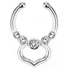 Mode Gefälschte Septum Medizinische Titan Nase Ring Bolzen Piercing Silber Kristall Indische Körper Clip Hoop Für Frauen Mädchen Schmuck geschenk