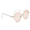 Grandes lunettes de soleil polygones vintage femme octogone teintées lunettes de soleil claires pour femmes hommes monture en métal uv400