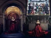 Gothic Bela Adormecida Princesa Borgonha Medieval e Black Wedding Dress Apliques de Renda Manga Longa Vitoriano masquerade Vestidos de Noiva