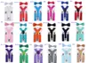 10set New Children Kids Boy Girls Clip-on Y Back Elastic Suspenders with Bow Tie Set Adjustable Braces Christmas gift full color