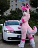 2018 Customized Pink Fursuit Husky Wolf Fox Mascot Costume Animal Suit Halloween Christmas Birthday Full Body Props Costumes Outfit