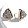 Druzy Drusy Earrings Gold Plated Triangle Geometry Stone Stud Earings Christmas gift