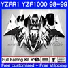 Nadwozie dla Yamaha YZF R 1 YZF 1000 YZF1000 YZFR1 98 99 Rama 235HM.23 YZF-1000 YZF-R1 Black Flames Hot 98 99 Body YZF R1 1998 1999 Głośność