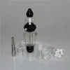 hookahs bong pipe kit two funcation 14mm oil rigs glass water pipes with case titanium nail quartz tip glass bowl round dish