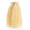 Elbess Hair -70g / szt 3 Wiązki Peruwiański Kinky Kręglo Human Hair Extension 613 Blond 100% Honey Platinum Non Remy Włosy 12-24 cal