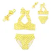 Barn flicka baddräkt polka dot bikini 3 st set för tjejer barn sommar prinsessa tjejer baddräkt simning bikini kostymer b11