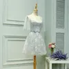 Cinza claro Tule com Laço Floral Lace Da Dama de honra Vestidos de Festa de Casamento vestido de hóspedes desgaste personalizado feito plus size barato