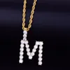 Neue Zirkon Tennis Buchstaben Halsketten Anhänger Charme Für Männer/Frauen Gold Silber Mode Hip Hop Schmuck mit Seil kette