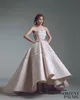 2019 AHI Studio Prom Dresses Bez Ramiączek Koronki Aplikacje Zroszony Wysoka Niski Satynowy Tulle Elegancka Suknia Wieczorowa Custom Made Formal Party Suknie