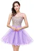 Elegant Sheer Mesh Top Tulle Short A Line Homecoming Dresses Lace Applique Formal Party Cocktail Short Prom Dresses CPS362