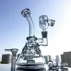 비커 베이스 Hookahs Oil Rig Fab Egg Glass Bong Swiss Perc Dab Rigs Showerhead 여과기 스모킹 파이프 Recycler Bongs Water Pipes MFE09