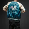 Zwei Seiten Luxus Stickerei Bomber Jacke Glatte Männer Sukajan Yokosuka Souvenir Jacke Streetwear Hip Hop Baseball Jacke