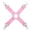 Bondage 4-Hook Cross Strap Heavy Duty Hogtie-Black Pink Red-Hog Tie Restraint #R32