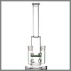 Glass Bong - Double Jointed water pipe 14.5mm joint size both with 14 screen bowl clear honeycomb perc smoking pipe