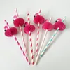 Flamingo Stripe Paper Straws Disposable Drinking Straws Birthday Beach get together Party Supplies Fashion Wedding Decoration Accessories