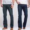 Męskie dżinsy typu Boot Cut lekko rozkloszowane Slim Fit znane marki niebieskie czarne dżinsy projektant klasyczne męskie dżinsy ze streczem S913