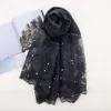 20 sztuk / partia Damska Headscarf Koronki Z Pearl Szal Zwykły Kwiatowy Druku Bawełniany Hidżab Moda Muzułmańska Wrap Headband Cape Koralik Szalik