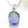 5 sätter luckyshine mode dam sätter blå regnbåge mystic topaz pärlor pendants örhängen ovala 925 silver smycken sätter grossist