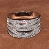 Size 5-10 Cross Band Ring for Women Brand New Luxury Jewelry 10KT White Gold Filled Party Pave White Sapphire CZ Diamond Female Rings Gift