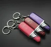 Lipstick Shaped Keychain Key Rings Lighter Refillable Butane Flame Cigarette Lighters Without Gas Multiple color For Lady Smoking Kitchen Tool
