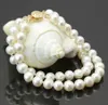 Fashion 2Ows 7-8mm Naturvitt Akoya Cultured Pearl Armband 7.5 "