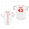 野球ジャージ＃43ジミー・デュガン・ロックフォード・ピーチズ・トム・ハンクスすべての断固とした野球ジャージAAGPBL