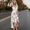 Elegante abito lungo in pizzo con stampa floreale vestidos Abito estivo sexy con scollo a V profondo senza schienale Donna boho asimmetrico lungo 3XL