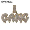 TOPGRILLZ glacé cubique Zircon Bling bulle lettres GANG pendentif collier hommes femmes Hip Hop or argent couleur CZ collier cadeaux