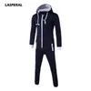 Wholesale- LASPERAL One Piece Autumn Men Clothing Suits Hooded Male Set Casual Sweatshirts Pant Men Brand Jumpsuit Sportswear Running Set