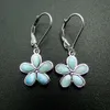 Natuurlijke Larimar Sieraden Bloem Oorbel fijne sieraden Zilveren Dangle Oorbellen 100% 925 Sterling Zilveren Sieraden voor Girl's Earringy1883003