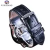 Forsining 2019 rétro romain hommes montres automatiques Top marque de luxe noir squelette lumineux montre-bracelet mâle horloge montre créative