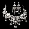 Elegant Simulated Pearl Bridal Jewelry Sets Silver Color Crystal Necklaces Earrings Sets Wedding Jewelry Fashion Jewelry Sets9979089