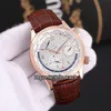 Ny Master Control Q1528420 Power Reserve Bluwhite Dial Automatic Mens Watch Silver Case Läderband Gents Högkvalitativa Watche7930855